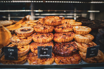 sweets pastries from the bakery in lisbon portugal city 