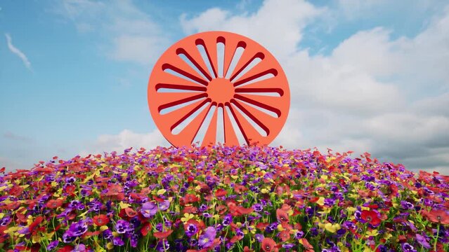 International Romani Day Travel concept red wheel