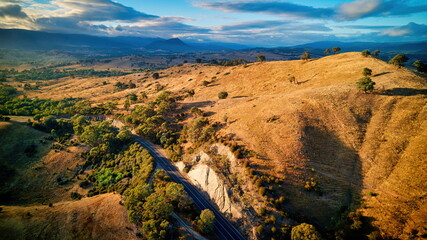 Maroondah Highway at Acheron Cutting in Early Morning Light