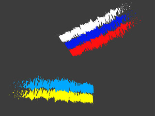 Fototapeta premium Color flag of Ukraine and Russia. Raster, isolated objects.