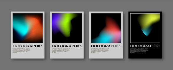 Abstract design cover collection in gradient texture. Set of Trendy Holographic Gradient shapes for Presentation, Magazines, Flyers, Annual Reports, and Posters