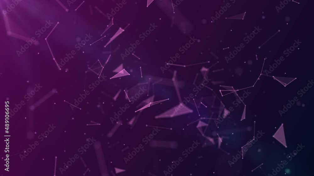 Aufkleber animated purple background. movements of big bang. a pattern of glowing neon connecting lines, trian