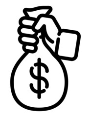 Moneybag In Hand Flat Icon Isolated On White Background