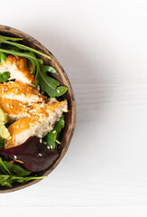 Chicken fillet with salad. Healthy food, keto diet, diet lunch concept.