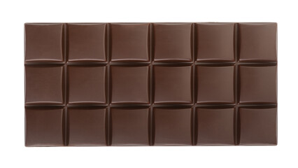 Top view dark chocolate pieces isolated on white background