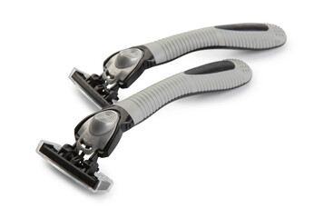 plastic disposable razors isolated on white background