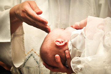 Fototapeta Baby girl getting baptized obraz