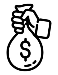 Purse In Hand Flat Icon Isolated On White Background