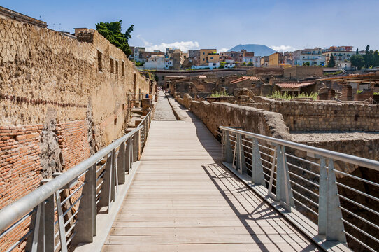 view of the Herculaneum excavation, Naples, Italy
