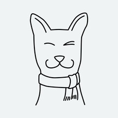 Dog head icon. Hand drawn isolated vector illustration in doodle style on white background