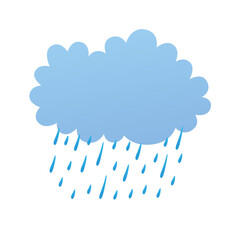 Dark rain cloud isolated, weather forecast flat vector icon.