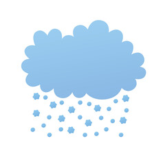 Dark snow cloud isolated, snowfall weather forecast flat vector icon.
