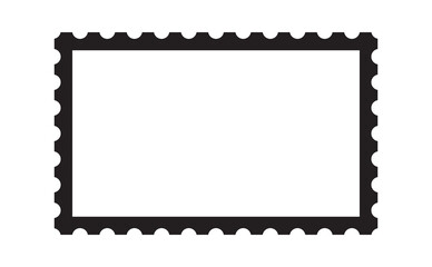Empty stamp, retro photo frame vector illustration. Vintage black frame on white background. Border design to use for photo mockup, email, newsletter business communication projects.