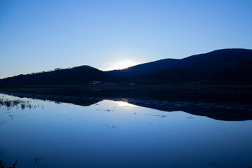 Landscape in the areas of the flooded swamp in the province of Pisa  in winter
