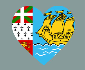 Saint pierre and miquelon Flag National North America Emblem Heart Icon Vector Illustration Abstract Design Element