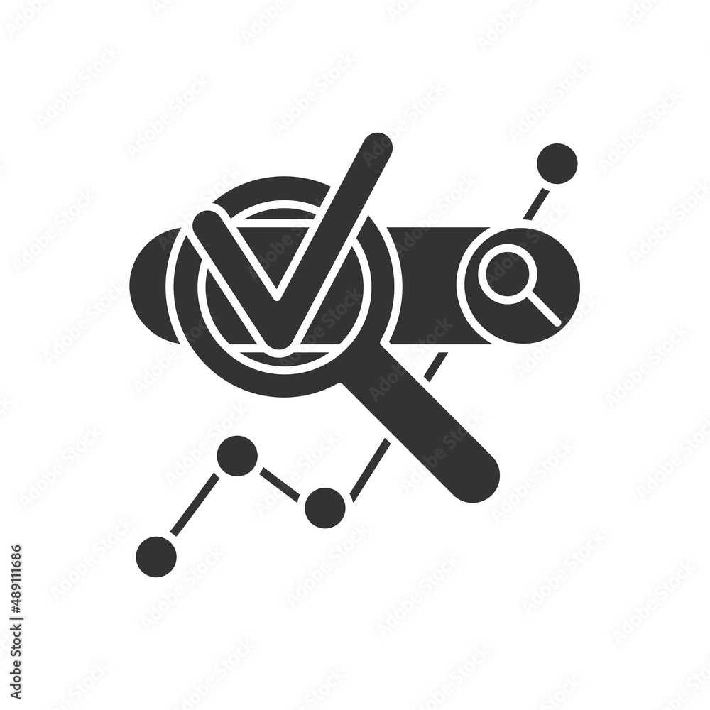 Poster search engine optimization glyph icon. maximizing the number of visitors to a website. first search 
