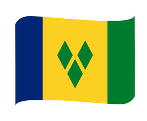 Saint Vincent and the Grenadines Flag National North America Emblem Ribbon Icon Vector Illustration Abstract Design Element