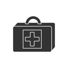 Obraz premium Medical case glyph icon.First aid kit. Important medical instruments and drugs. Emergency suitcase. Medical devices concept. Filled flat sign. Isolated silhouette vector illustration