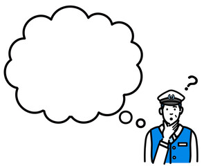 吹き出し　考えている運転手の男性
