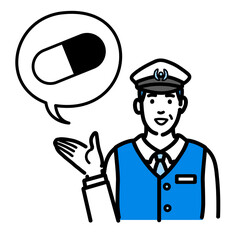 薬の説明をしている運転手の男性
