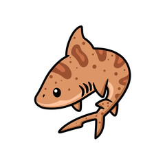 Cute tiger shark cartoon swimming