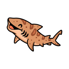 Cute tiger shark cartoon swimming
