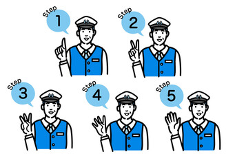 工程を説明する運転手の男性のセット
