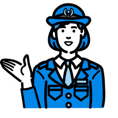 笑顔で説明をしている警察官の女性
