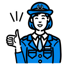 笑顔で親指を立てている警察官の女性
