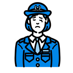 悲しそうに涙を流している警察官の女性
