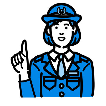 recommend clip art: 笑顔で提案をしている警察官の女性
                    