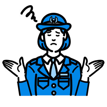 recommend clip art: 両手を上げて困っている警察官の女性
                    
