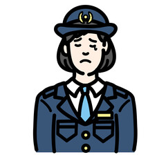 悲しそうに涙を流している警察官の女性
