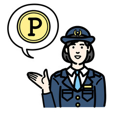 ポイントの説明をしている警察官の女性
