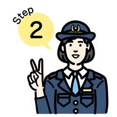 ステップ2　工程を説明する警察官の女性

