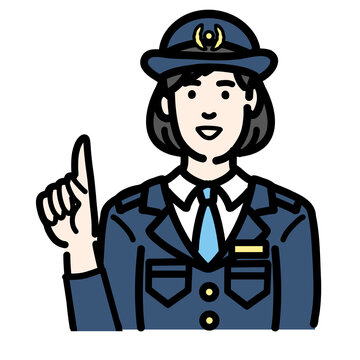 recommend clip art: 笑顔で提案をしている警察官の女性
                    