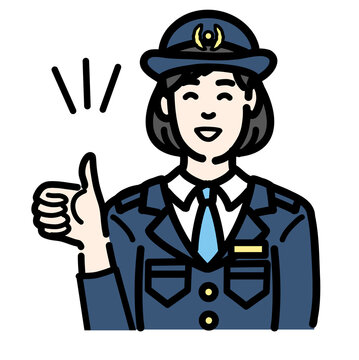 recommend clip art: 笑顔で親指を立てている警察官の女性
                    