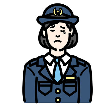 recommend clip art: 悲しそうに涙を流している警察官の女性
                    