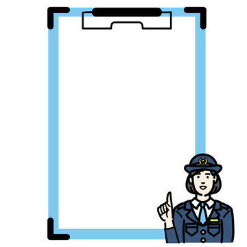 recommend clip art: バインダーで説明する警察官の女性
                    
                    