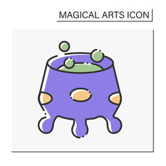 Witchcraft color icon.Brewing potion. Special magic drink. Magical arts concept. Isolated vector illustration