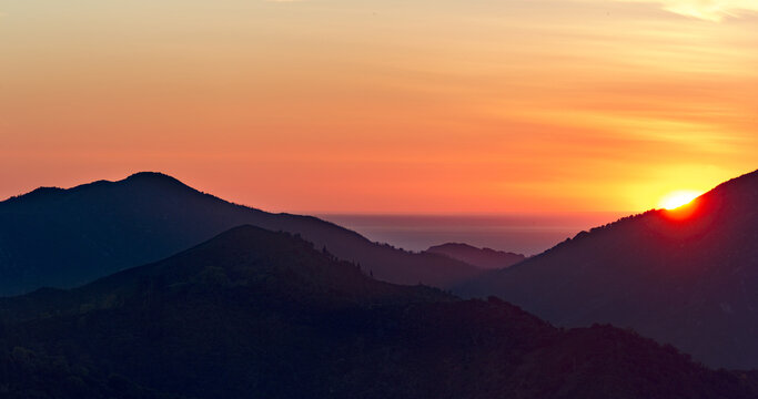 sunset over Los Padres mountains