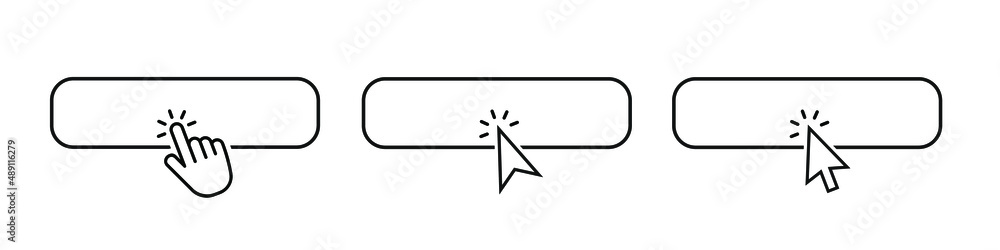 Leinwandbilder Click cursor blank button icon isolated on white background. Vector hand pointer clicking banner