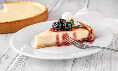 Traditional cheesecake wedge