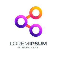 Obraz premium sharing icon design gradient color combination purple and orange can be use for logo, icon or landing page illustration
