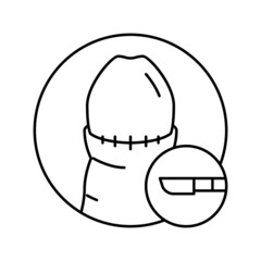 circumcised penis disease line icon vector illustration