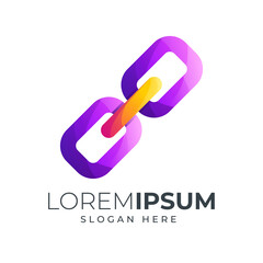 network chain design gradient color combination purple and orange can be use for logo, icon or landing page illustration