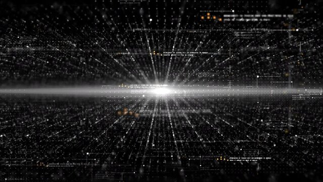 Artificial Intelligence Cryptocurrency Blockchain Matrix Simulation and deep learning performing analytic computational loop background