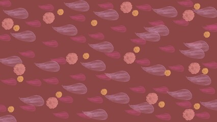 植物をイメージした手書きドットの背景素材　パステル秋冬　赤