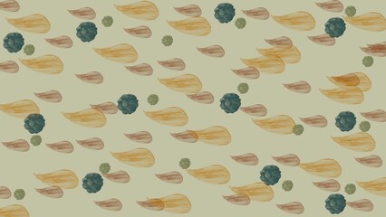 植物をイメージした手書きドットの背景素材　パステル秋冬　緑