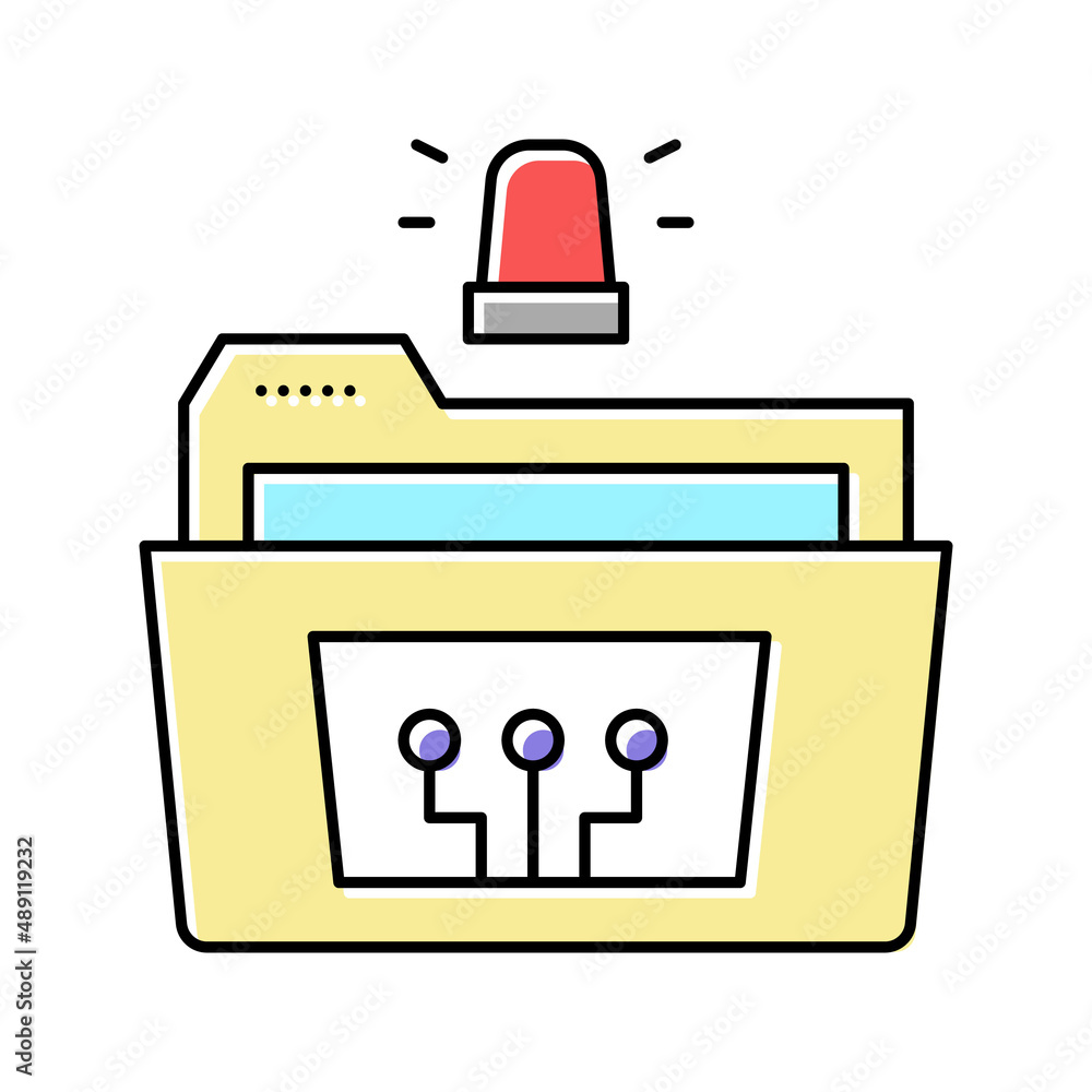 Poster folder with debug report color icon vector illustration